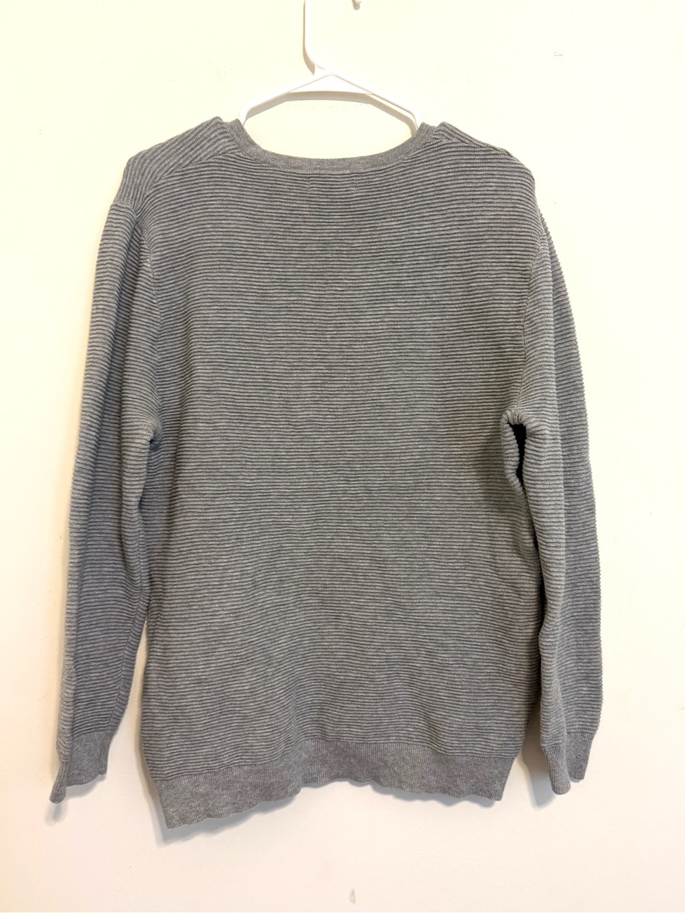 2/$30 Zara Gray Textured Rib Knit Crewneck Sweater Large Minimalist Casual - Picture 6 of 6